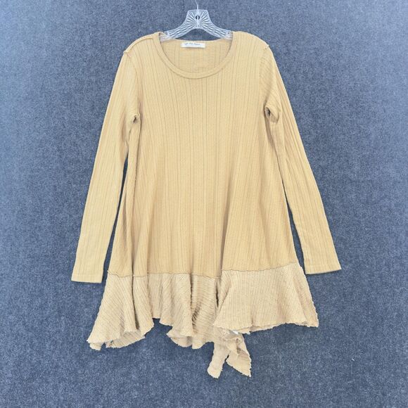 We The Free Tate Dress Women's Small Tan Asymmetrical Hem Long Sleeve Boho - Picture 1 of 8